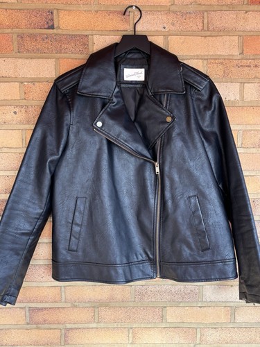 新品 / UNIVERSAL PRODUCTS Leather Jacket Universal Thread black faux leather zip front lined moto