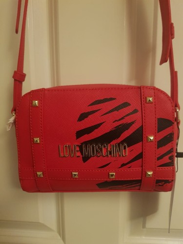 MOSCHINO ❤️ LOVE MOSCHINO ❤️ RED STUDDED SHOULDER CROSSBODY MESSENGER BAG