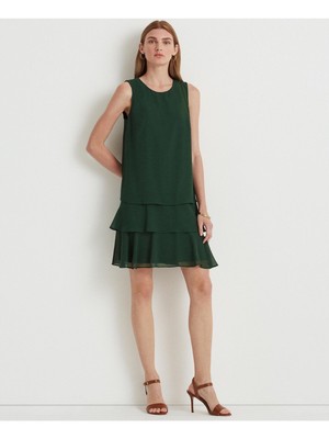 

Зеленое платье прямого кроя без рукавов выше колена RALPH LAUREN, Зеленый