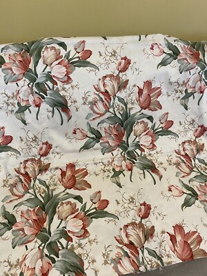 4 Yards Waverly Garden Lane Fabric Pink Tulips Floral Cotton 54'' Wide