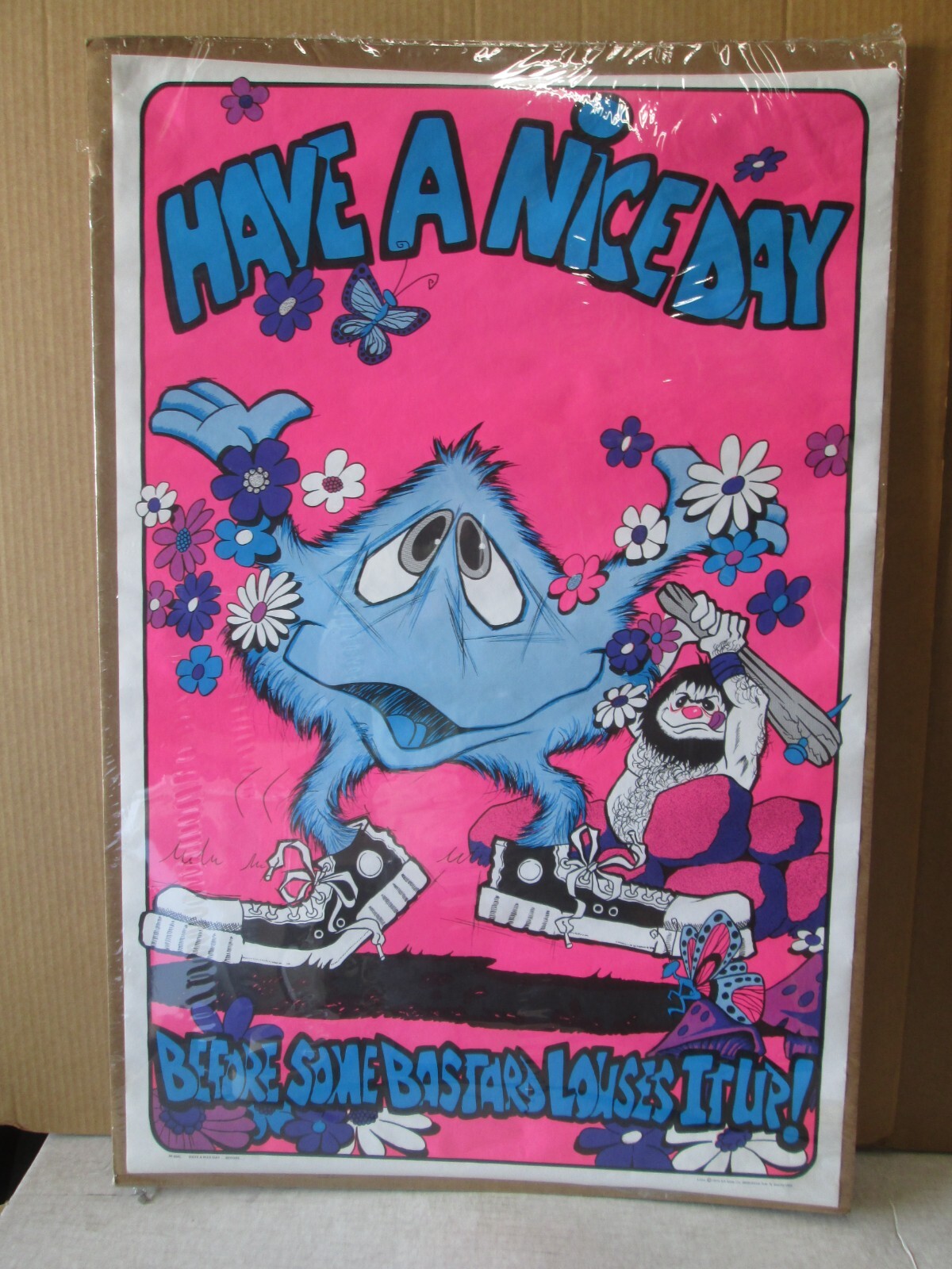 1971 vintage Have A Nice Day ブラックライトポスター Vintage Have A Nice Day before some bastard louses it black