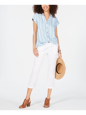 

STYLE - COMPANY Женский светло-синий топ на пуговицах с коротким краем, Light blue