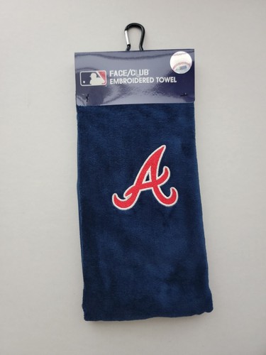 Team Effort Atlanta Braves Club/Face Tri-Fold Embroidered Towel 16” X  24”