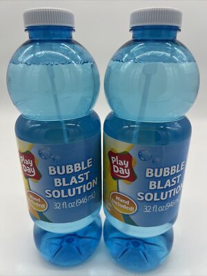 New 2-pk Bubble Blast Solution for Bubble Blowing & Machines PLAY DAY 32oz/ea