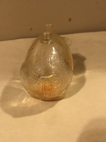 VINTAGE IRIDESCENT MARIGOLD CARNIVAL GLASS SMALL PIG PIGGY BANK 4.5