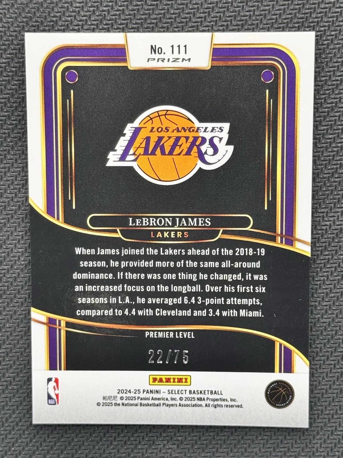 2024-25 Panini Select Basketball Lebron James Neon Green Premier Level /75