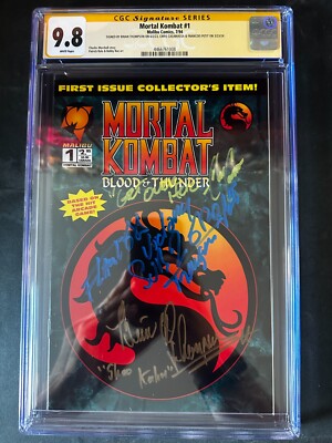 Mortal Kombat #1 CGC 9.8 Signed By Scorpion/Sub-Zero/Shao Kahn Malibu Comics