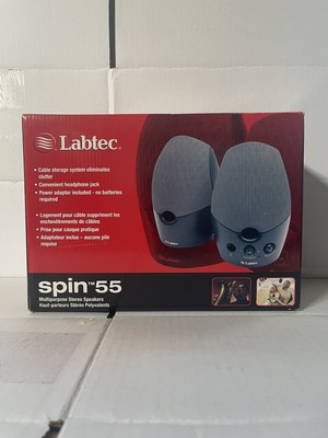 Labtec Spin-55 Multi-purpose Stereo Speaker Pair Black Tested Sounds Great
