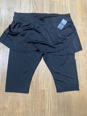 Swim Pants SWIMSUITS FOR ALL Black Capri Pants Bottom Skirt Plus Size 30 NEW NWT