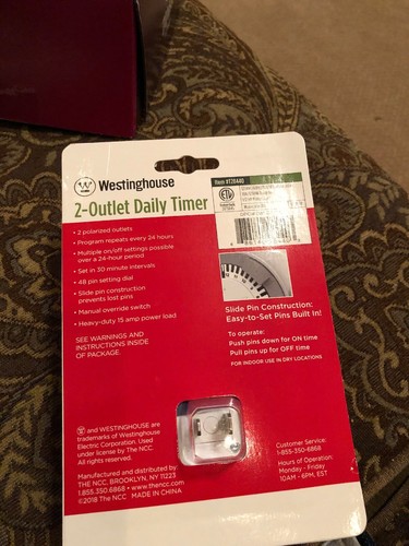 New Westinghouse 2 Outlet Daily Timer Indoor  Mechanical Timer
