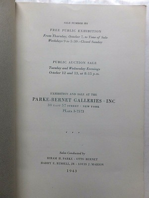 Alexander Biddle Papers. 1943 American Autograph Auction Catalog. Parke-Bernet.