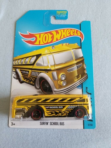 2014 Hot Wheels SURFIN' SCHOOL BUS Yellow 3/250 LITTLE BEND