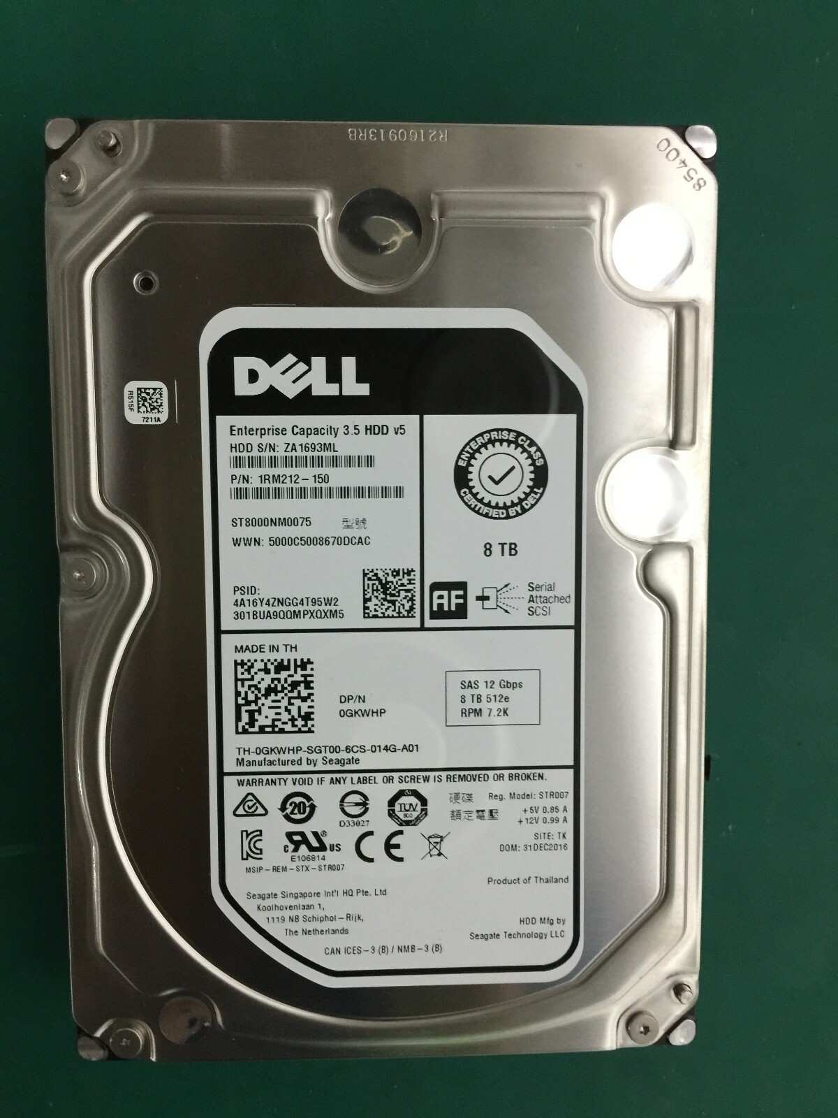 【3LPコンピ】Dev Large / Hard To The Core DELL GKWHP ST8000NM0075 Enterprise 8TB V5 7.2K 12Gb 3.5