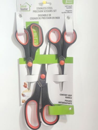 3 PC HOUSEHOLD SCISSORS SET School Office Cutting Sewing Arts Crafts Kitchen