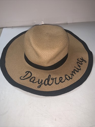 Daydreaming Floppy Sun Pool Beach Hat - One Size Tan & Black 