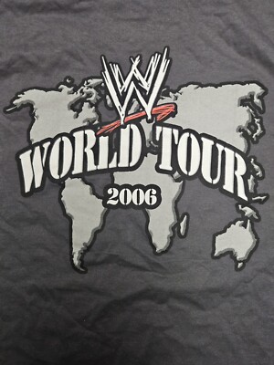 New Vintage Y2K 2006 WWE Monday Night RAW Smack Down World Tour Crew T-shirt 2XL