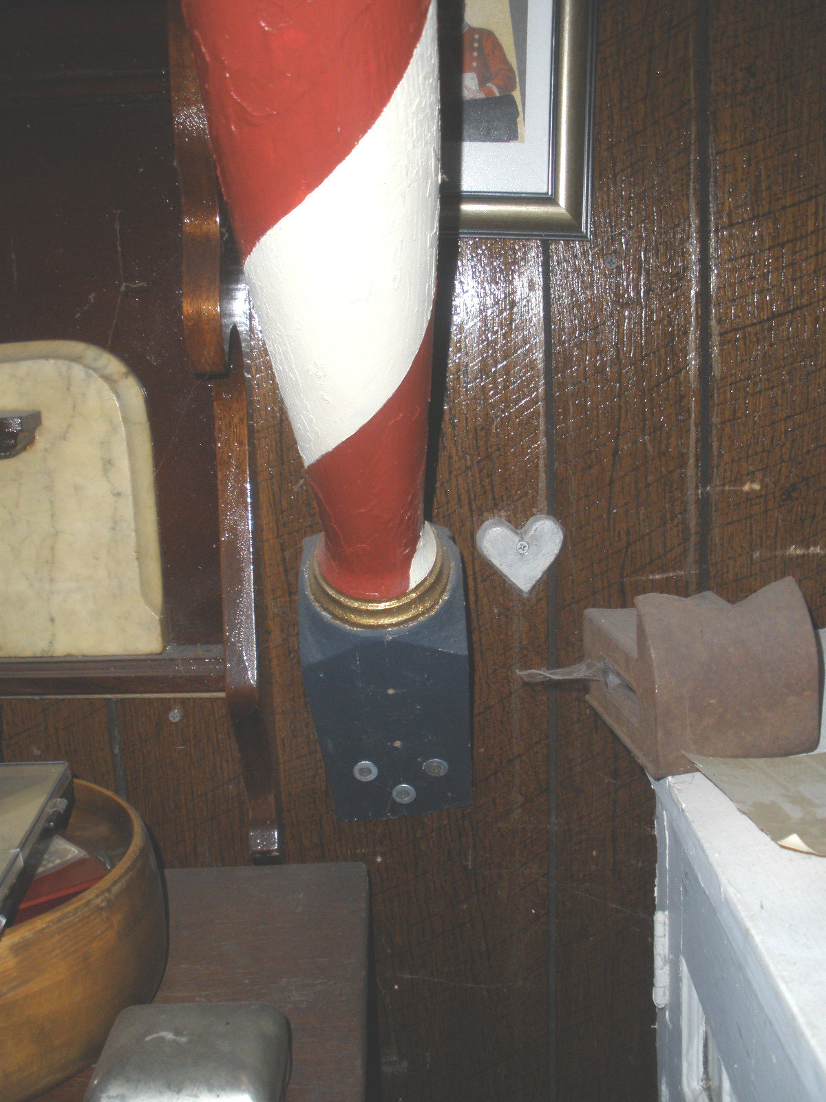 ANTIQUE WOOD BARBER POLE-100 YEARS OLD--THE REAL DEAL