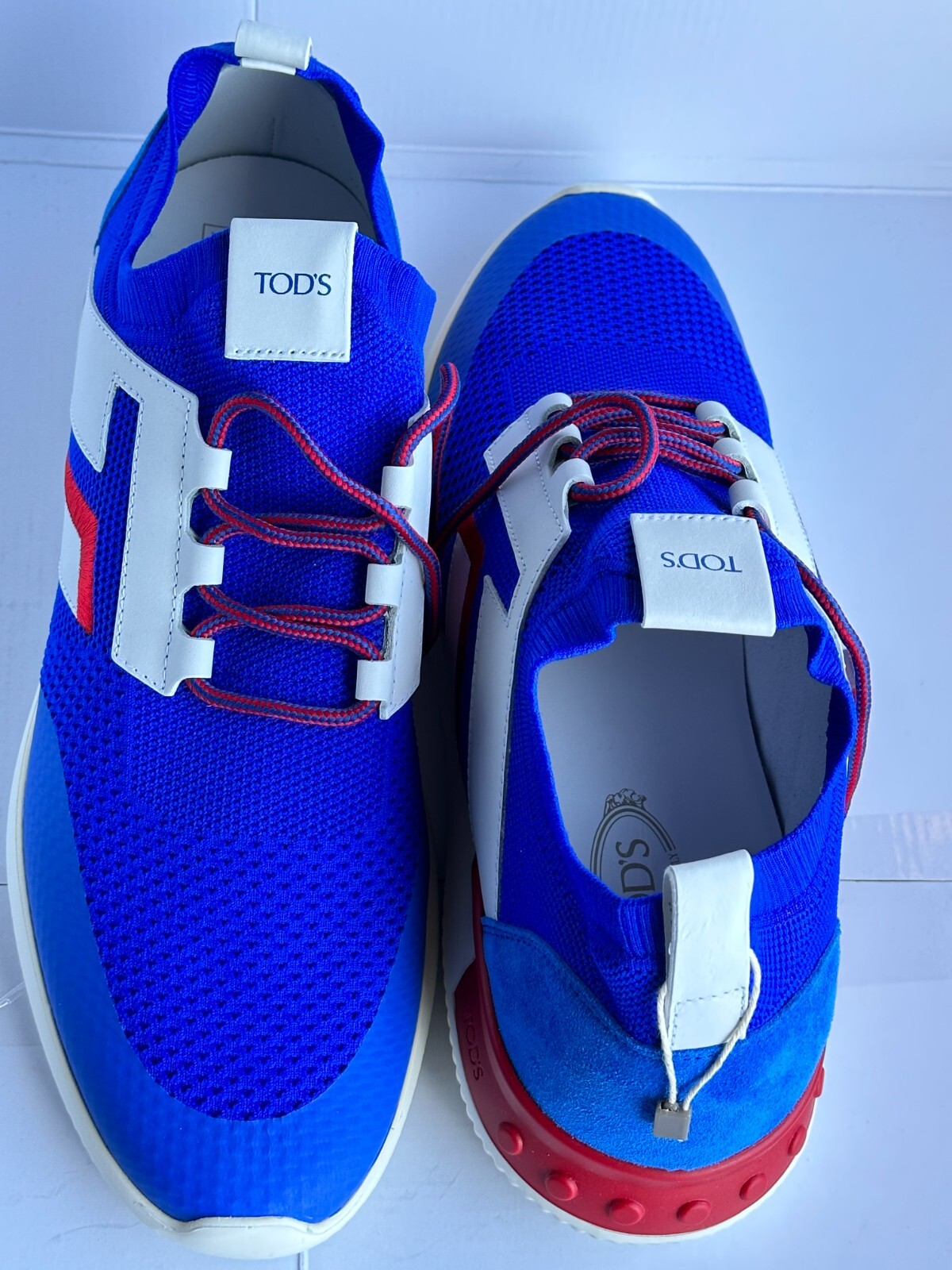 Pre-owned Tod's $875.00  No_code Men's Knit Tech Fabric & Leather Sneakers Size 10us/43eu In Multicolor