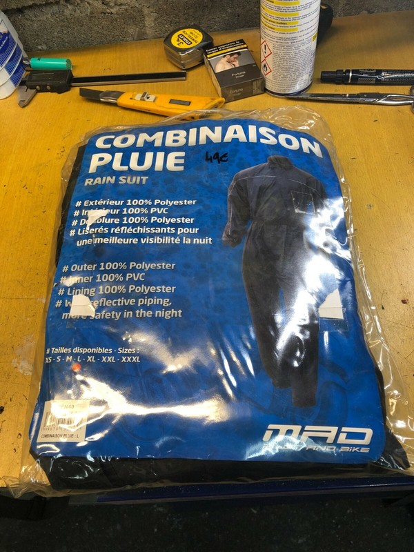 Combinaison Une Piece Pluie Mad 700fn40 ImpermÃ©Able Noir Taille L Moto Scooter
