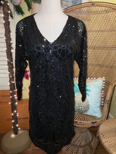 Pre-owned Lilly Pulitzer Leclair Dress Onyx Sequin Sea Swirl Mesh Size M,l,xl ❤️‍? In Black