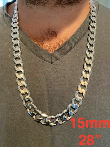 Real Solid 925 Sterling Silver Miami Cuban Chain Necklace Or Bracelet ITALY Curb