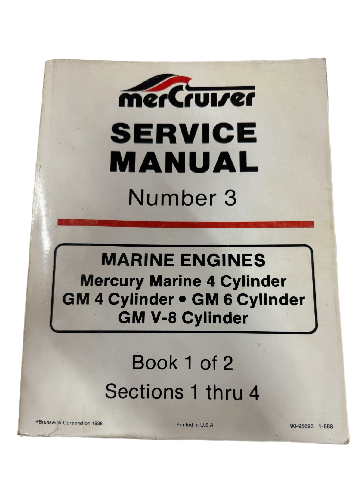 Mercury #3 Service Manual Book 1 of 2  Sections 1-4  90-95693   (1988)