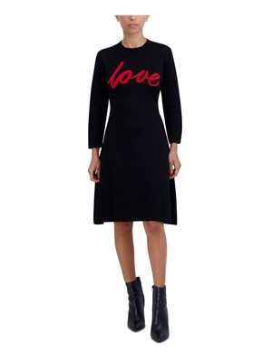 ФИРМЕННОЕ женское черное миди-платье-свитер с длинным рукавом Petites PM от ROBBIE BEE
