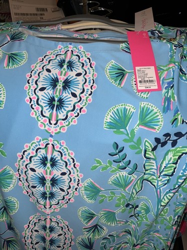 Pre-owned Lilly Pulitzer Seralina Maxi Frenchie Blue Mosaic Shells $298 Size L,xl In Multicolor