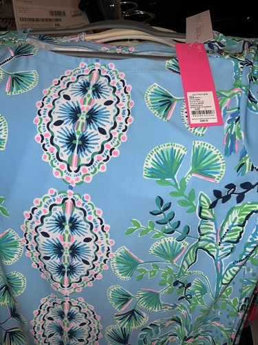 Pre-owned Lilly Pulitzer Seralina Maxi Frenchie Blue Mosaic Shells $298 Size L In Multicolor