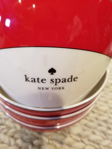 Kate Spade New York Rutherford Circle RED All Purpose Bowl Lenox Set of 4 New