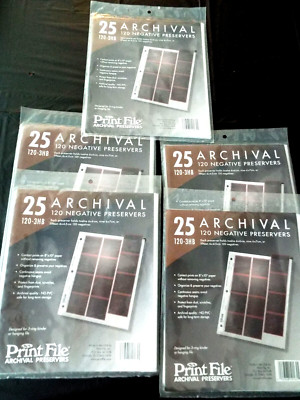 5 Pack of 25 (125)  Print File Archival Preservers 120 Negatives ULT 120-3HB