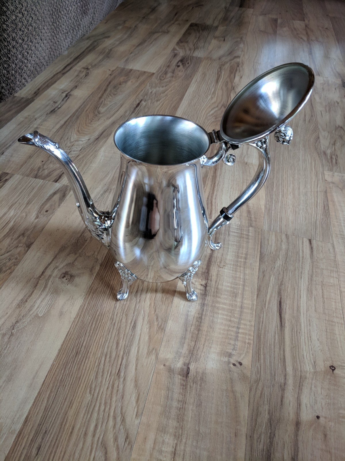 Antique Vintage Leonard Silverplate Tea Pot, Sugar Bowl, Creamer & Tray