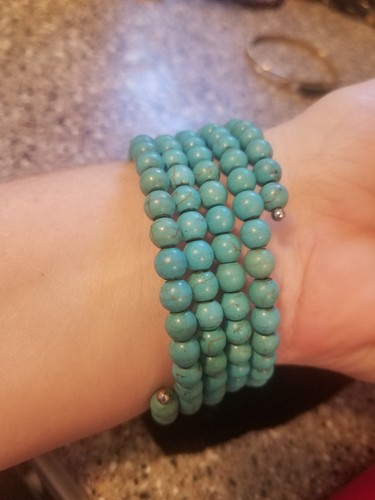 SOUTHWEST STYLE Bracelet Genuine Turquoise Stones With Rhinestone Cross