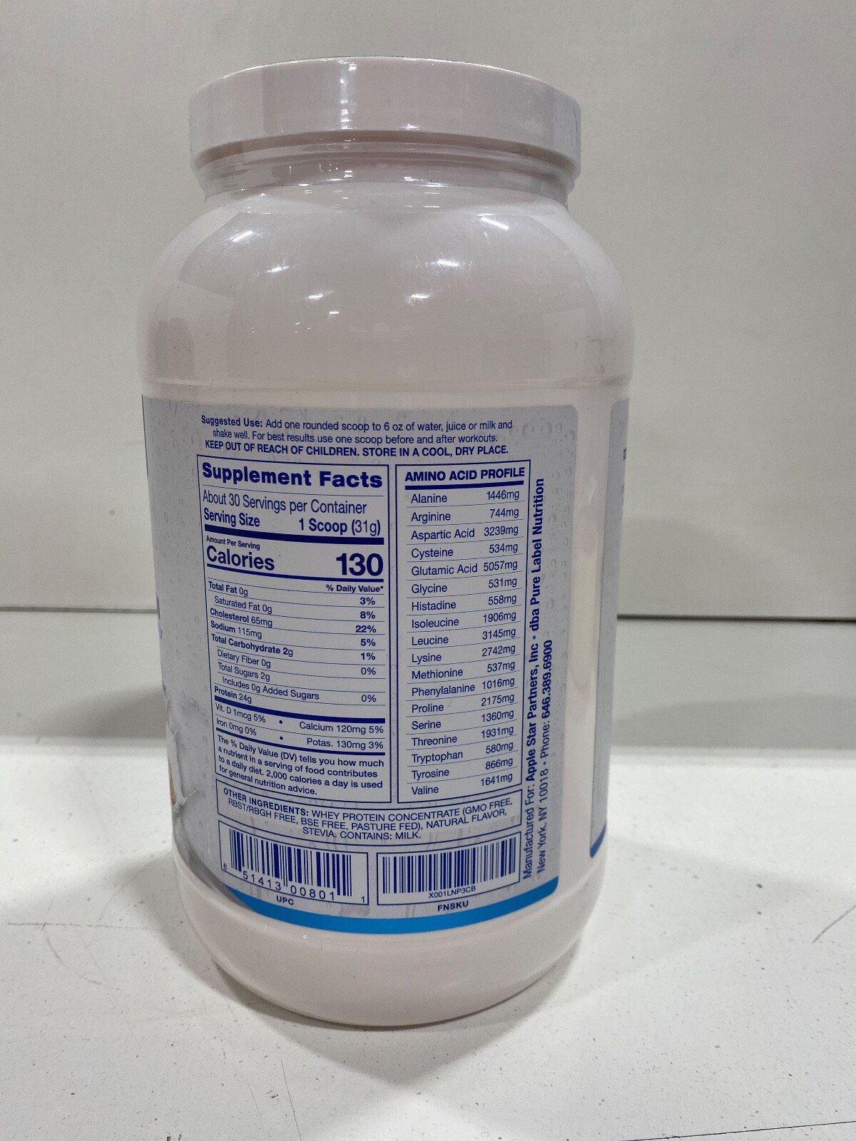 Pure Label Nutrition 100% Whey Protein Isolate, 2lb