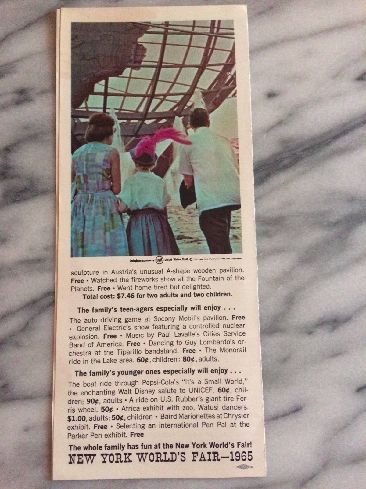1964 New York Worlds Fair Family Fun at the Fair Brochure Pizza Coke Bell Phone!
