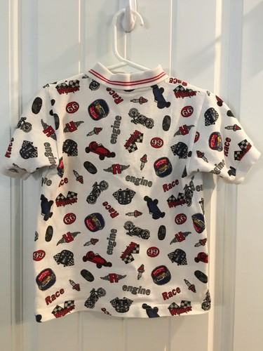 Oshkosh B’Gosh Polo White Cars Made In USA Toddler Boy Shirt