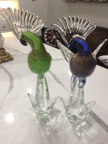 Murano Glass Bird Archimede Seguso ムラーノ Archimede Seguso Murano Purple Blue Fleck Pheasant Bird