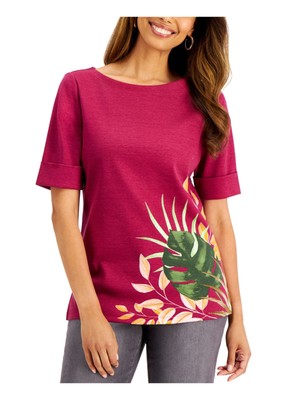 

Розовый женский топ с вырезом лодочкой KAREN SCOTT Petites из полипропилена