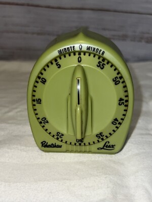 Vintage Robertshaw Co Lux Minute Minder Avocado Green Kitchen Timer Working