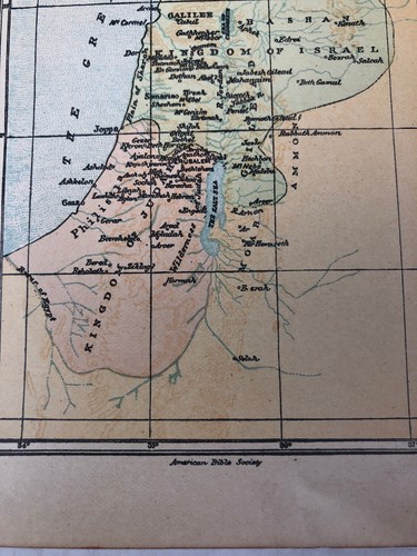 1914 The Kingdoms Of Judah And Israel ANTIQUE MAP Size 5x7