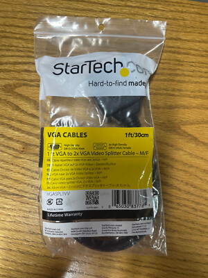 StarTech 1 ft Male VGA Split to 2 Female VGA High Density DB15 VGASPL1VV