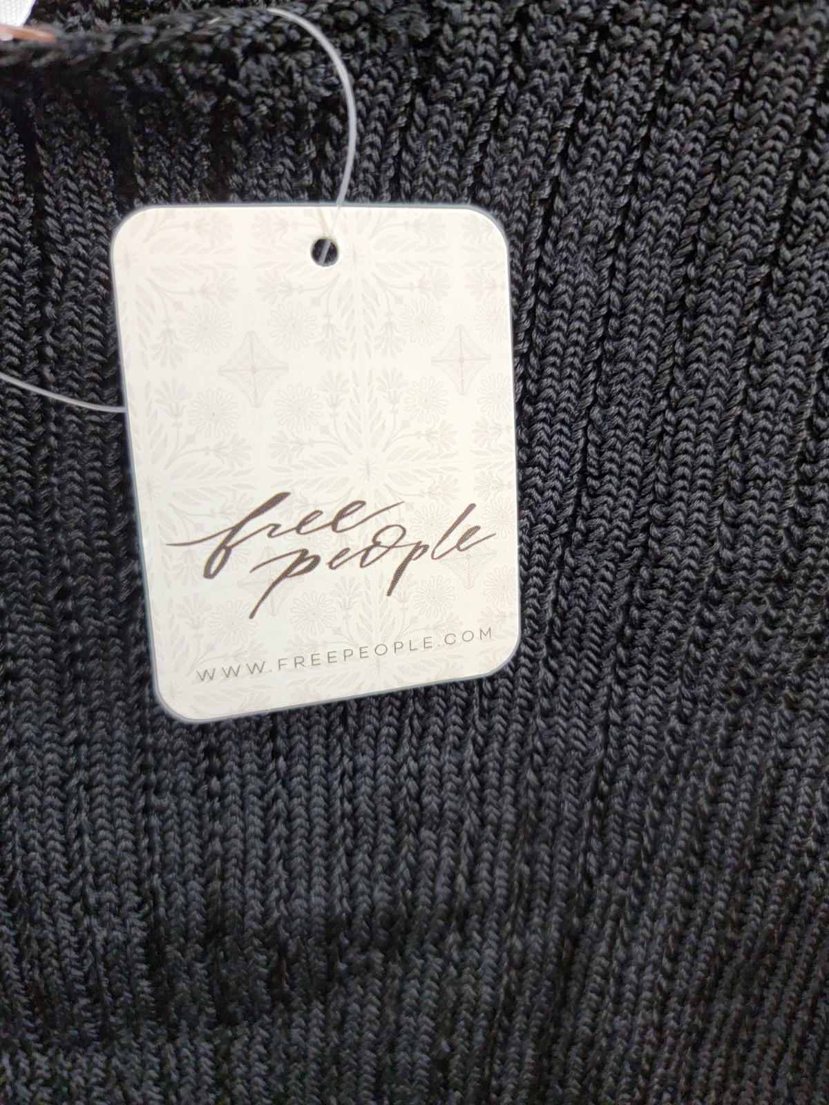 Free People Textured Short Sleeves Crop Sweater Top Women's S Black Pullover - Picture 14 of 17