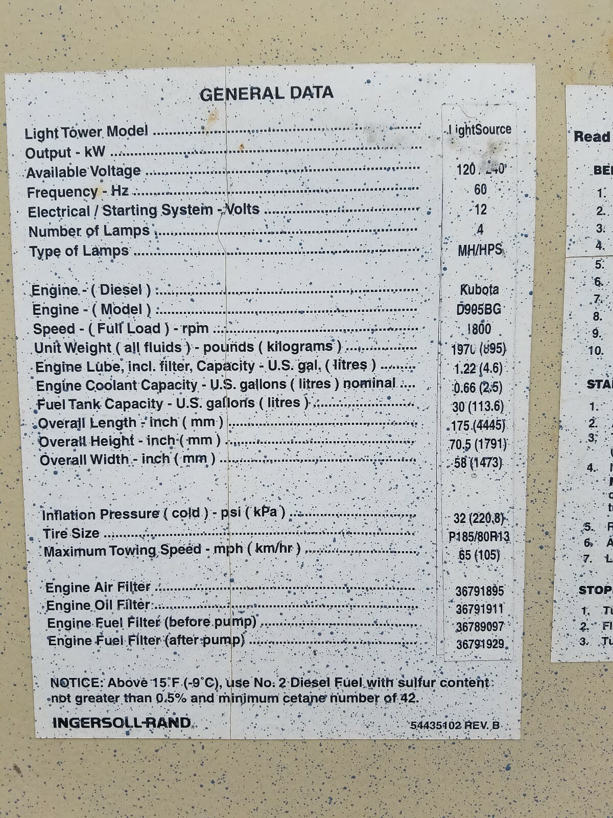 diesel kubota light source power plant