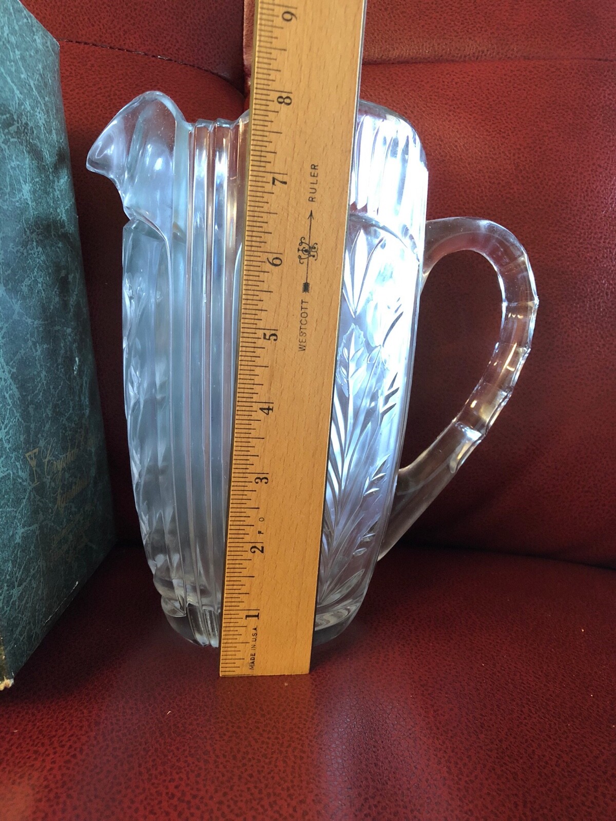 Cut Glass WATER PITCHER, new in original box, Heavy