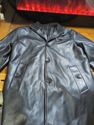 NWOT AC DIMILANO Black Faux Leather Jacket, Last Collection, Long Jacket, Mens L NWOT AC DIMILANO Black Faux Leather Jacket, Last Collection, Long Jacket, Mens L