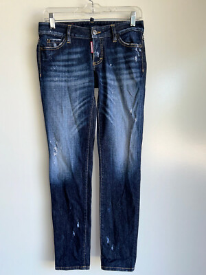 DSQUARED2 Jennifer Jeans Button-Fly Distressed Denim Size 38 /US Size 2 ~EUC