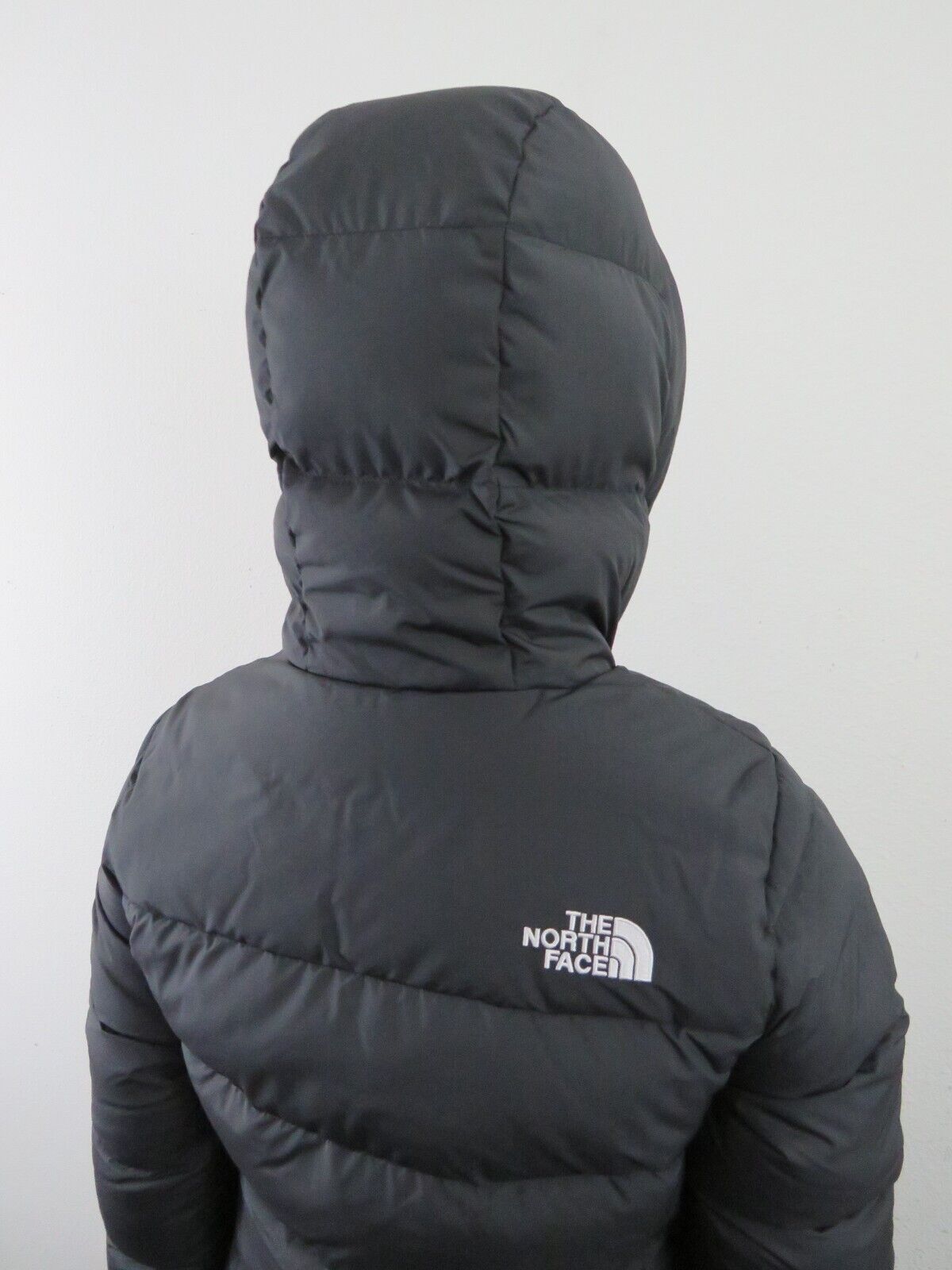 Pre-owned The North Face Womens  Gotham Mid Parka 550-down Winter Jacket Hooded - Asphalt In Gray