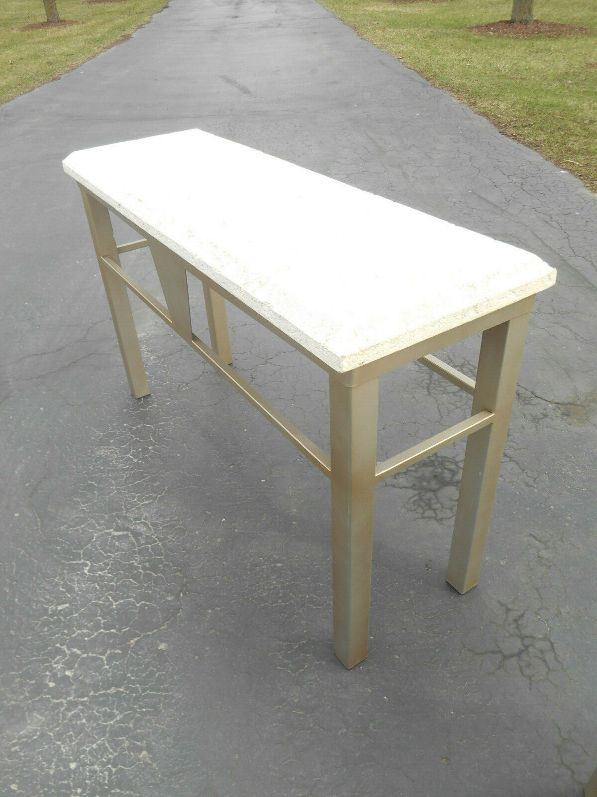 Mid-Century Palm Beach Regency Coral Top Console Table by Koralith Collection