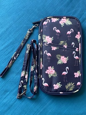 Passport Holder RFID Blocking. Flamingo. Pre-owned Excellent. 3 Zippers.