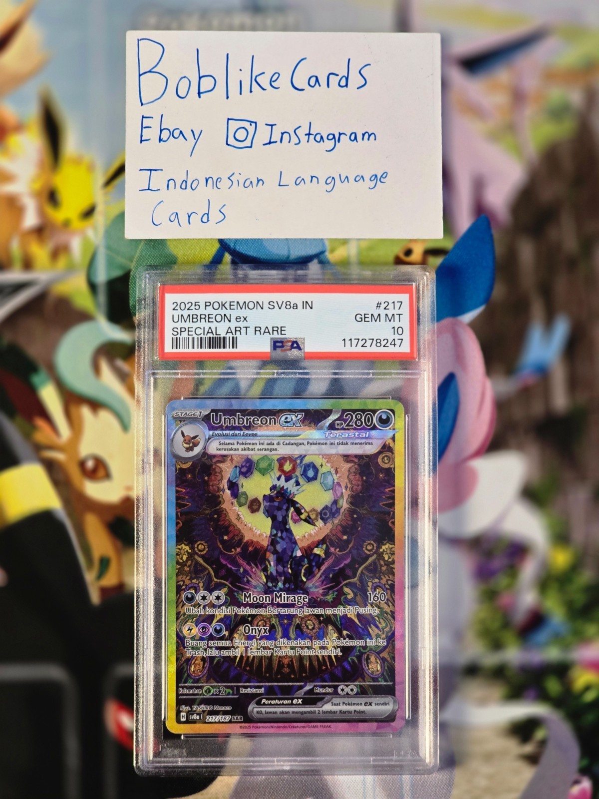 Pokemon TCG Indonesia Umbreon EX Sar PSA 10 217/187 SV8a | eBay